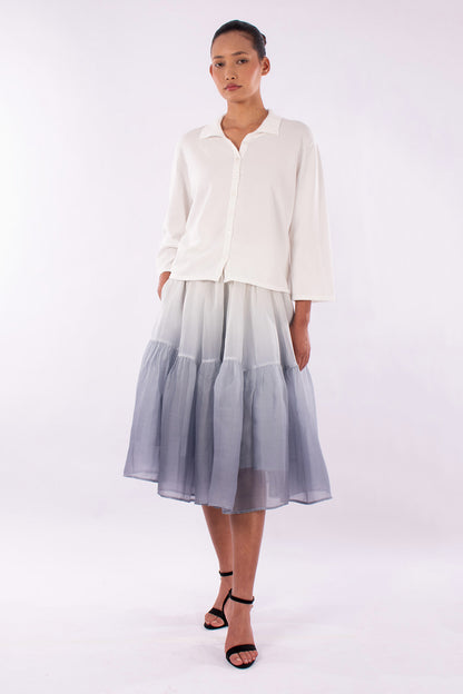 #1219 Boxy Shirt Collar Cardigan In Organic Cotton-White — Lars Andersson, view 5