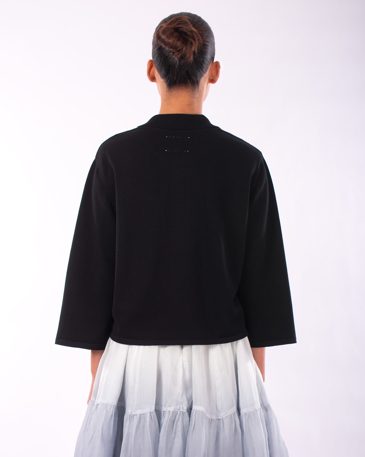 #1219 Boxy shirt collar cardigan in organic cotton