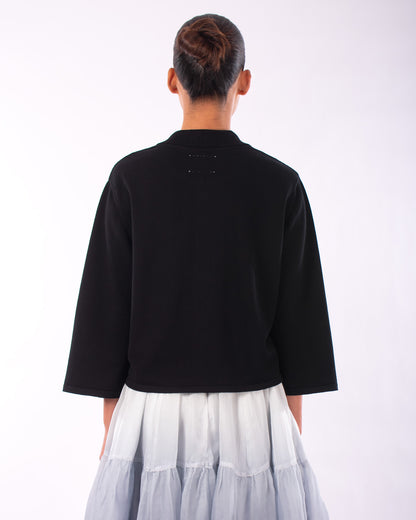 #1219 Boxy shirt collar cardigan in organic cotton