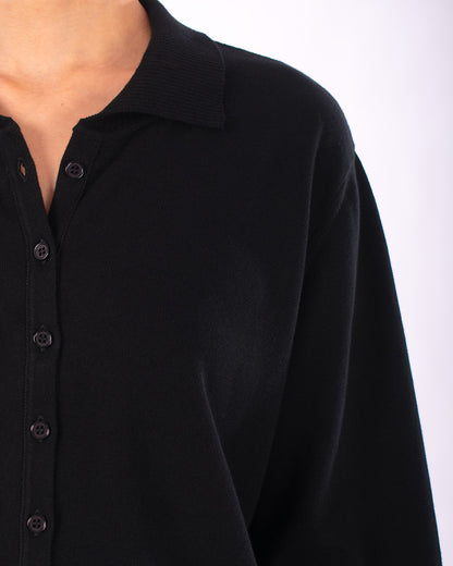 #1219 Boxy shirt collar cardigan in organic cotton