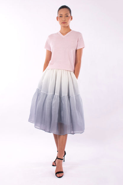 #1230 Cropped Short Sleeve V-neck Sweater In Linen And Organic Cotton-Blush — Lars Andersson, view 5