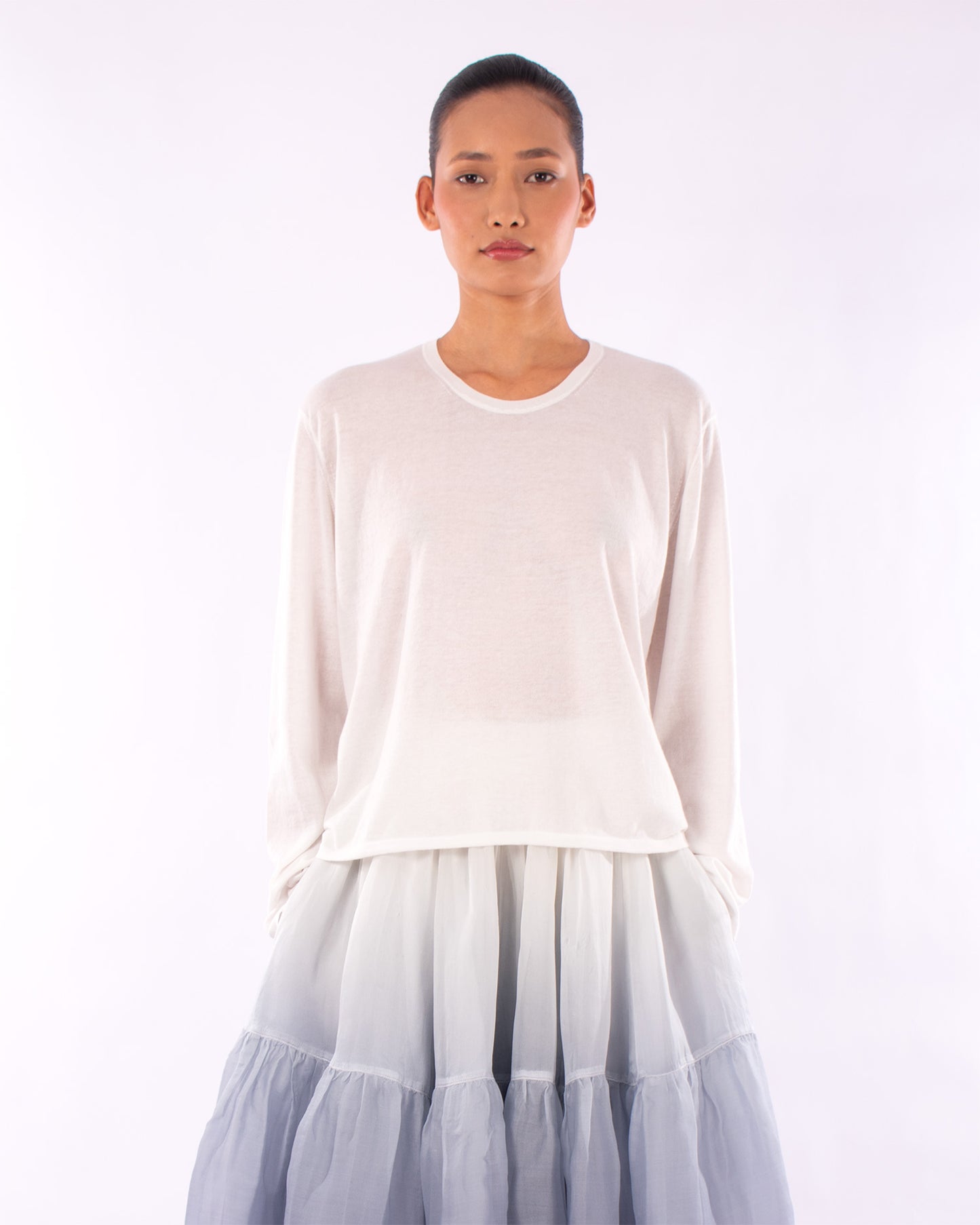 #1239 Long sleeve crewneck top in organic cotton