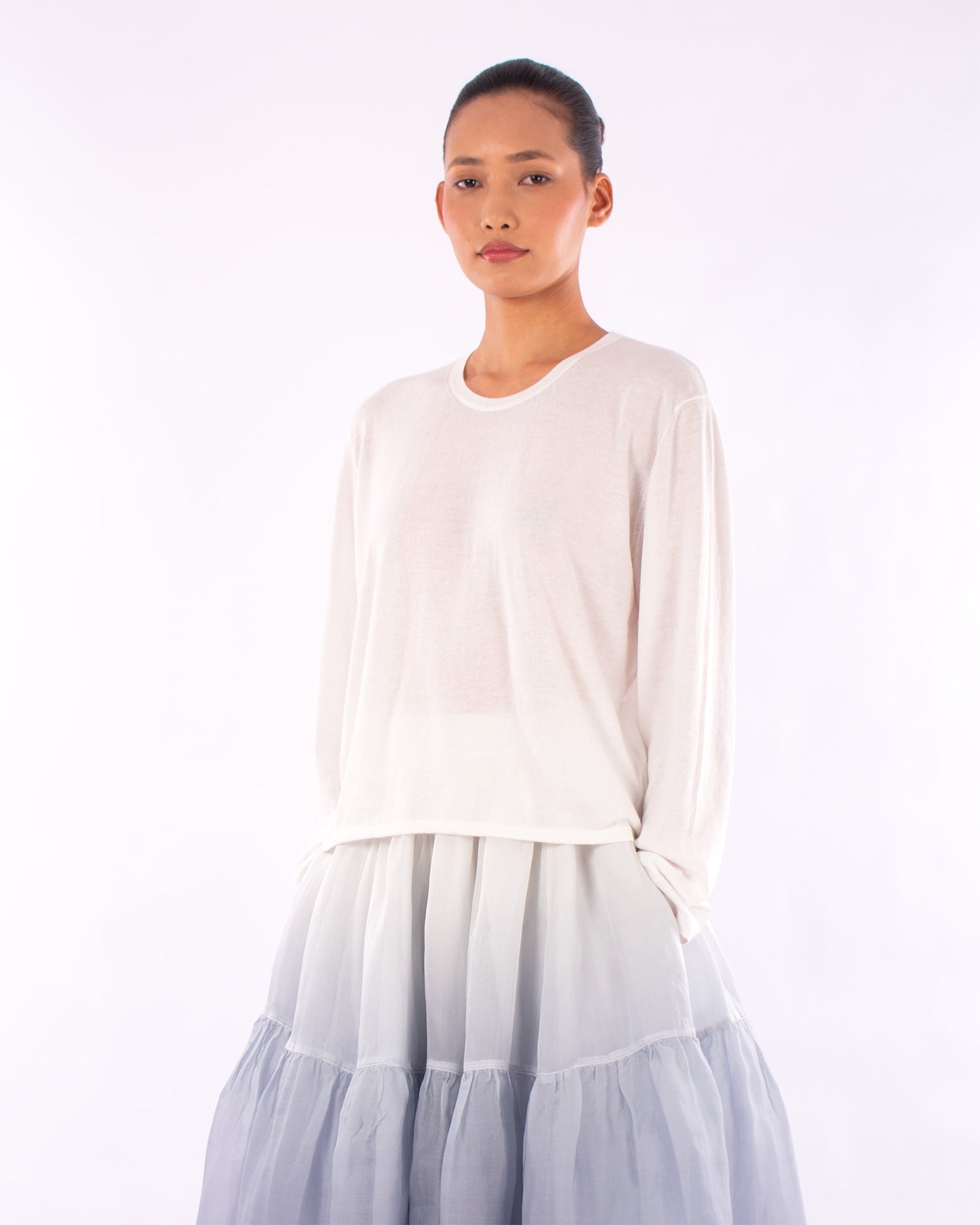 #1239 Long sleeve crewneck top in organic cotton
