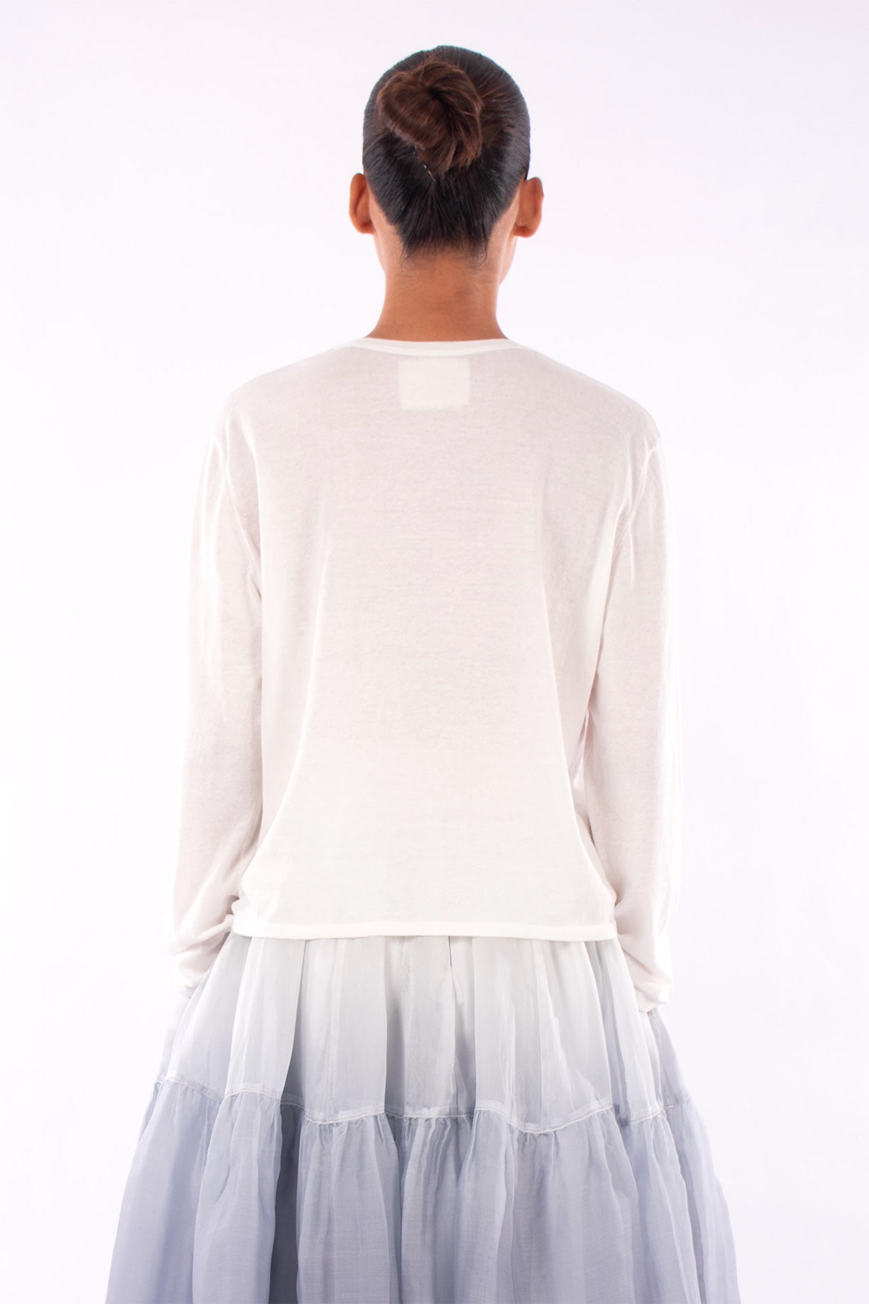 #1239 Long Sleeve Crewneck Top In Organic Cotton-White — Lars Andersson, view 3