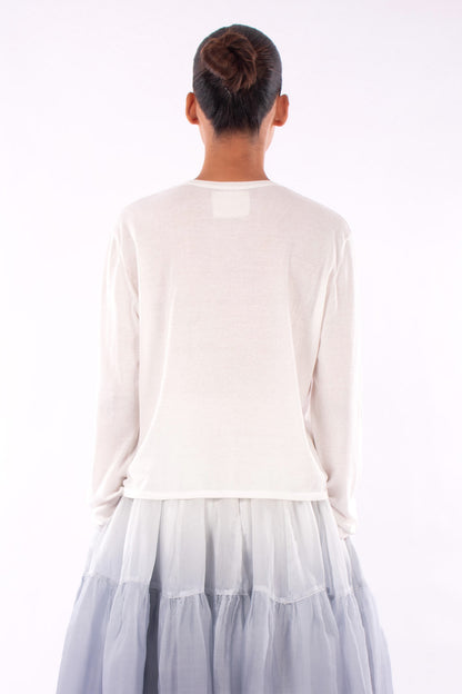 #1239 Long Sleeve Crewneck Top In Organic Cotton-White — Lars Andersson, view 3