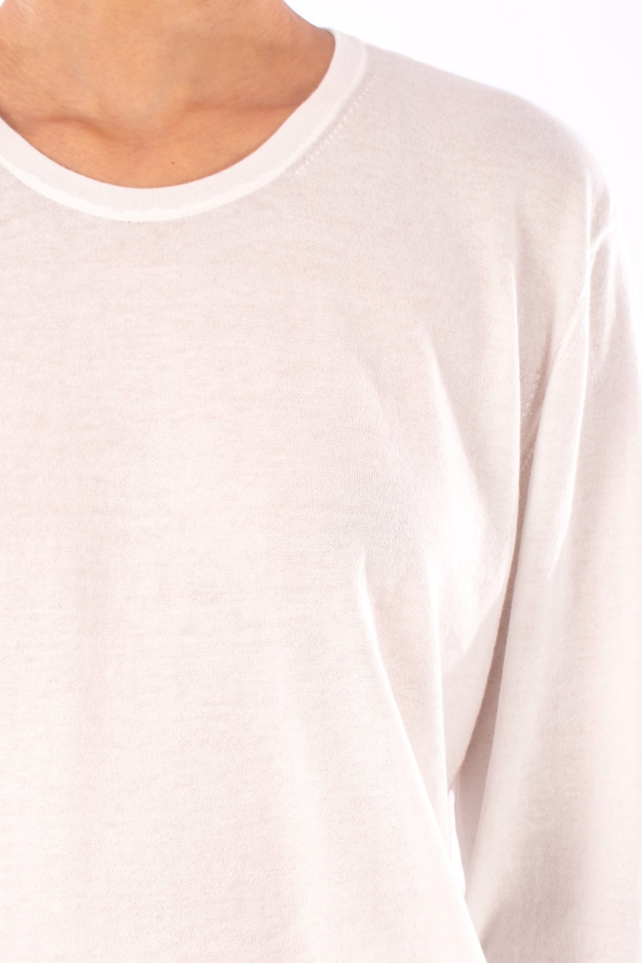 #1239 Long Sleeve Crewneck Top In Organic Cotton-White — Lars Andersson, view 4