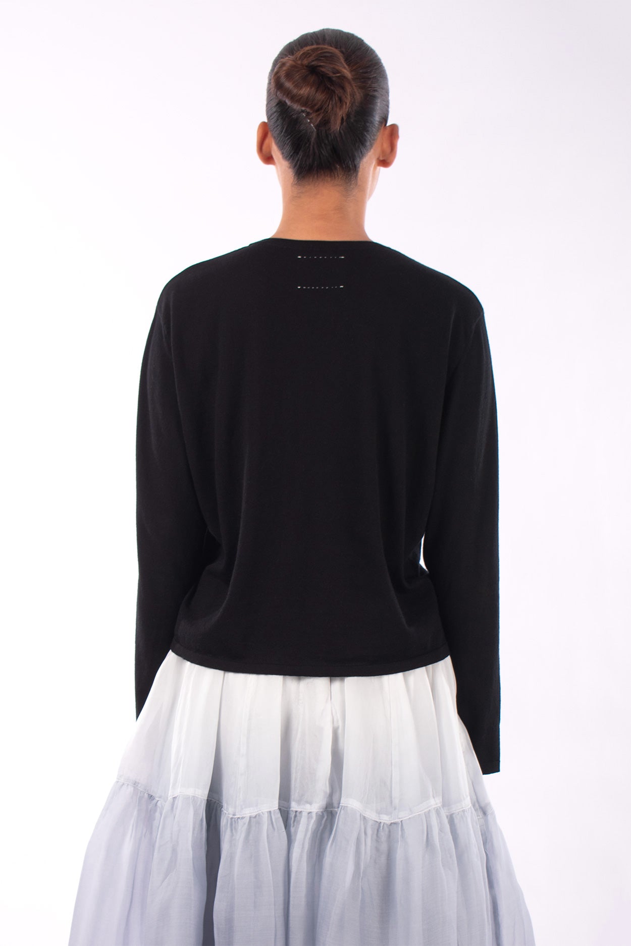 #1239 Long Sleeve Crewneck Top In Organic Cotton-Black — Lars Andersson, view 3