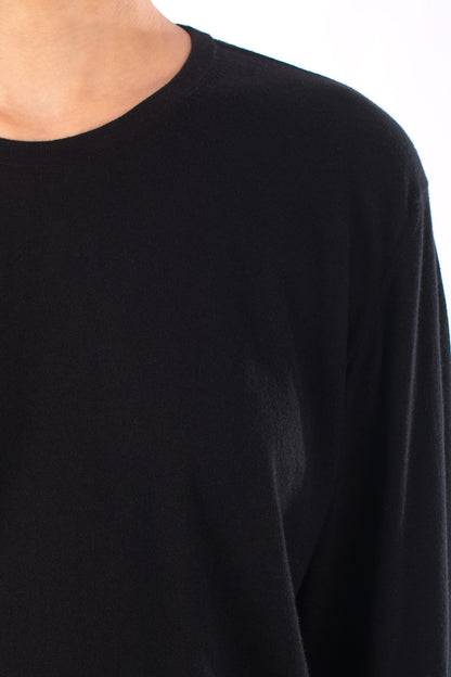 #1239 Long Sleeve Crewneck Top In Organic Cotton-Black — Lars Andersson, view 4