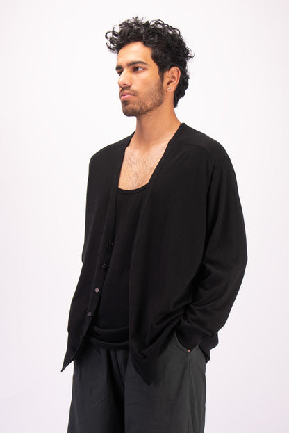#1301 Oversized v-neck cardigan in organic cotton
