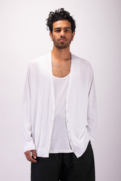 #1301 Oversized v-neck cardigan in organic cotton