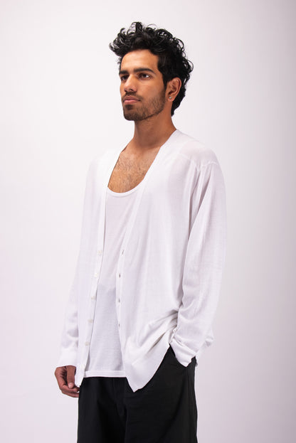 #1301 Oversized v-neck cardigan in organic cotton