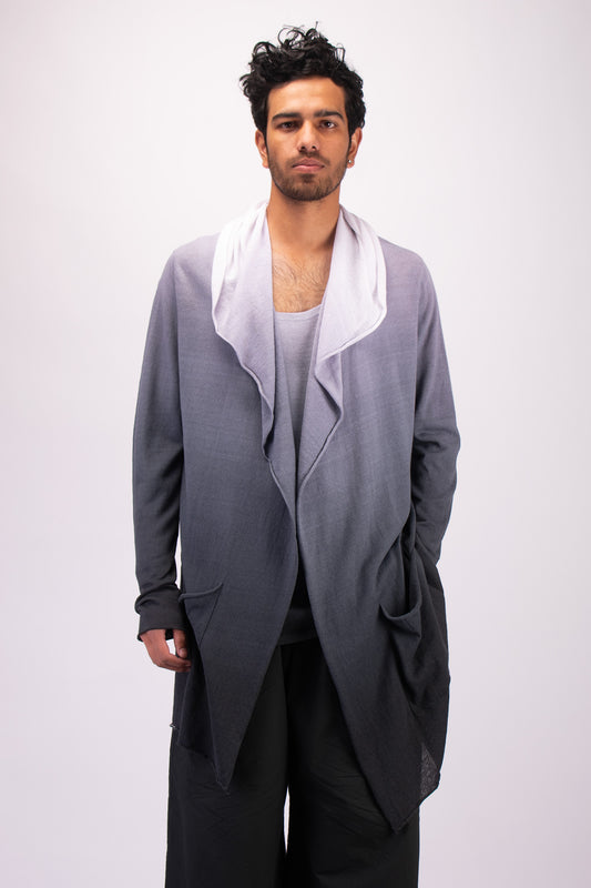 #1321 Hooded wrap jacket in linen and organic cotton
