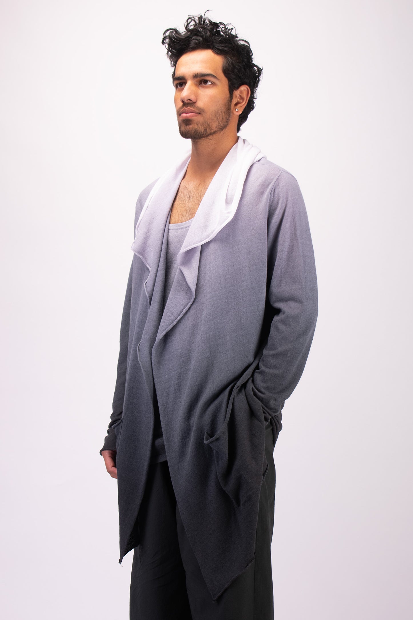 #1321 Hooded wrap jacket in linen and organic cotton