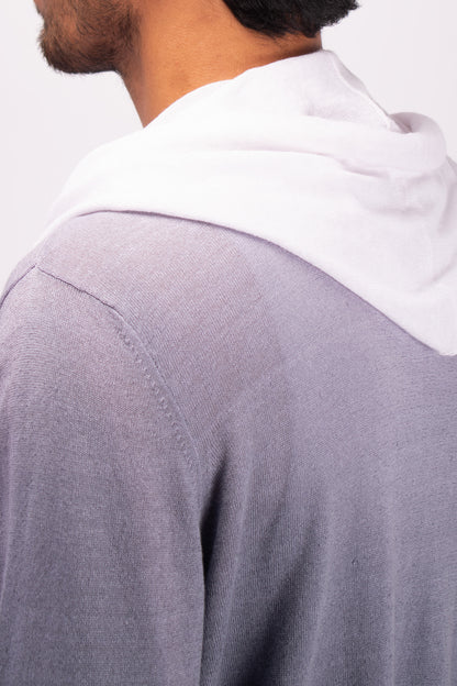 #1321 Hooded wrap jacket in linen and organic cotton