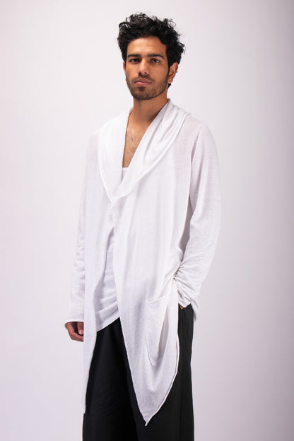 #1321. Hooded wrap jacket in linen and organic cotton