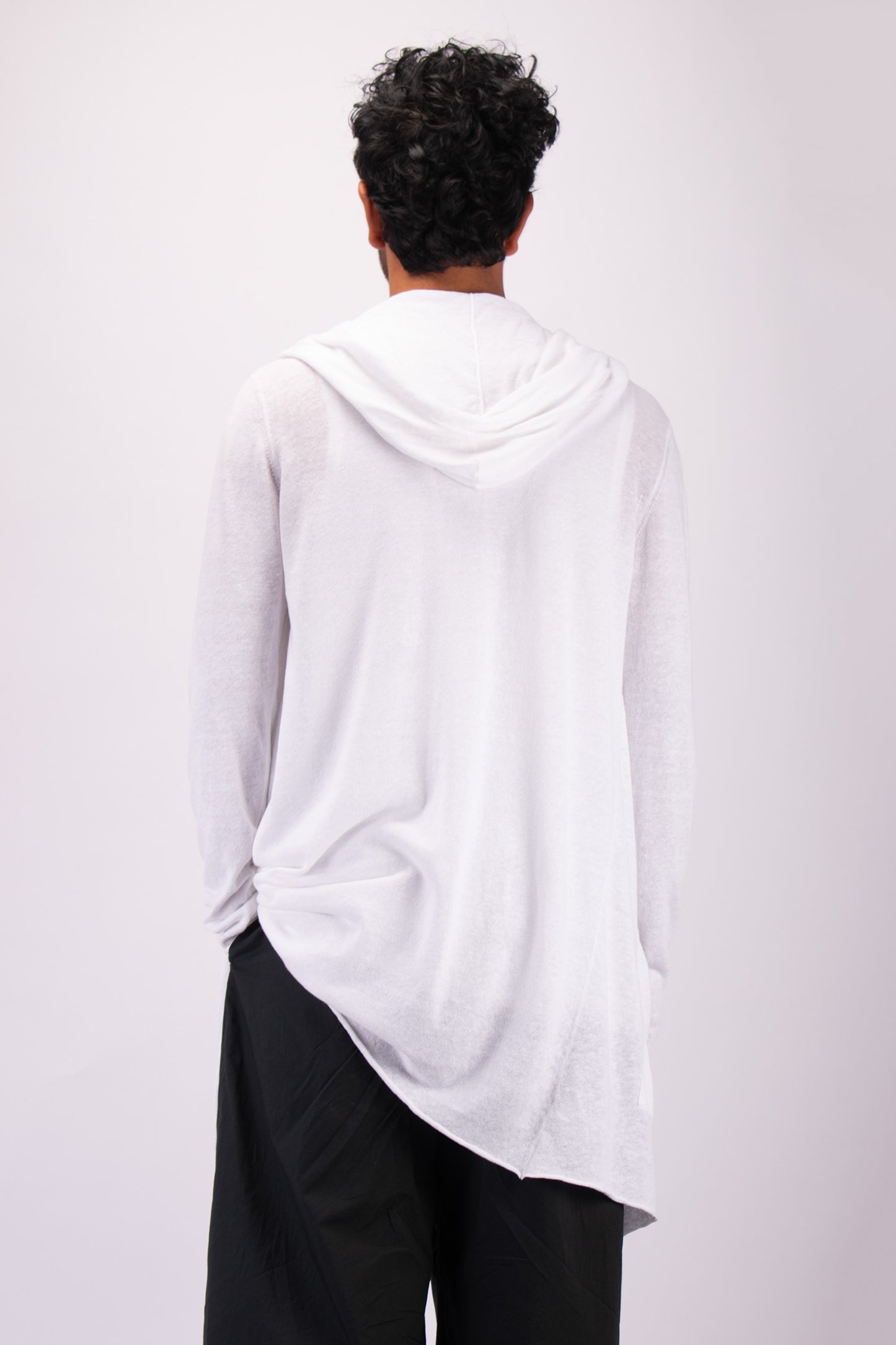#1321. Hooded wrap jacket in linen and organic cotton
