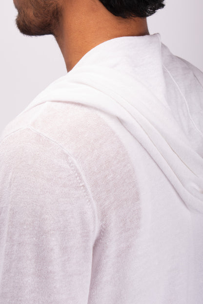 #1321. Hooded wrap jacket in linen and organic cotton