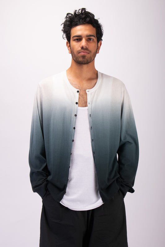 #1323 crewneck cardigan in organic cotton