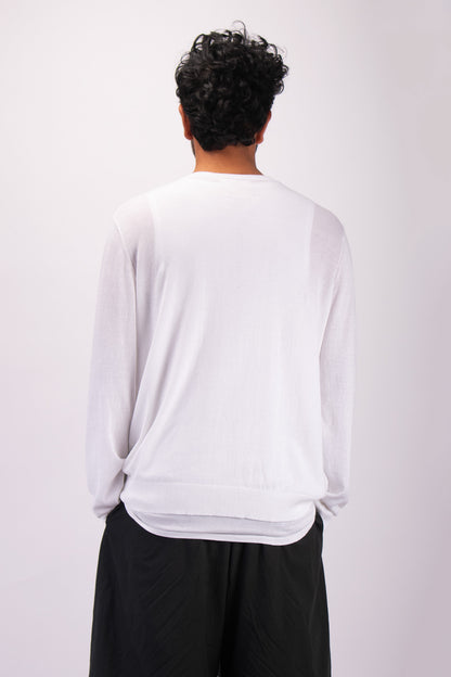 #1323 Crewneck cardigan in organic cotton