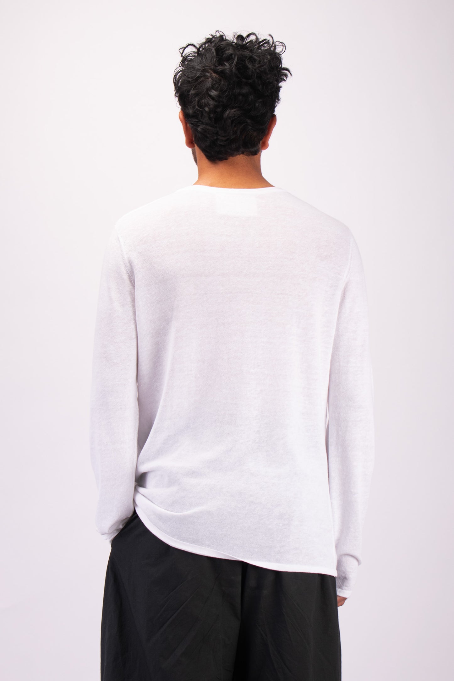 #1327 Long sleeve crewneck top in linen and organic cotton