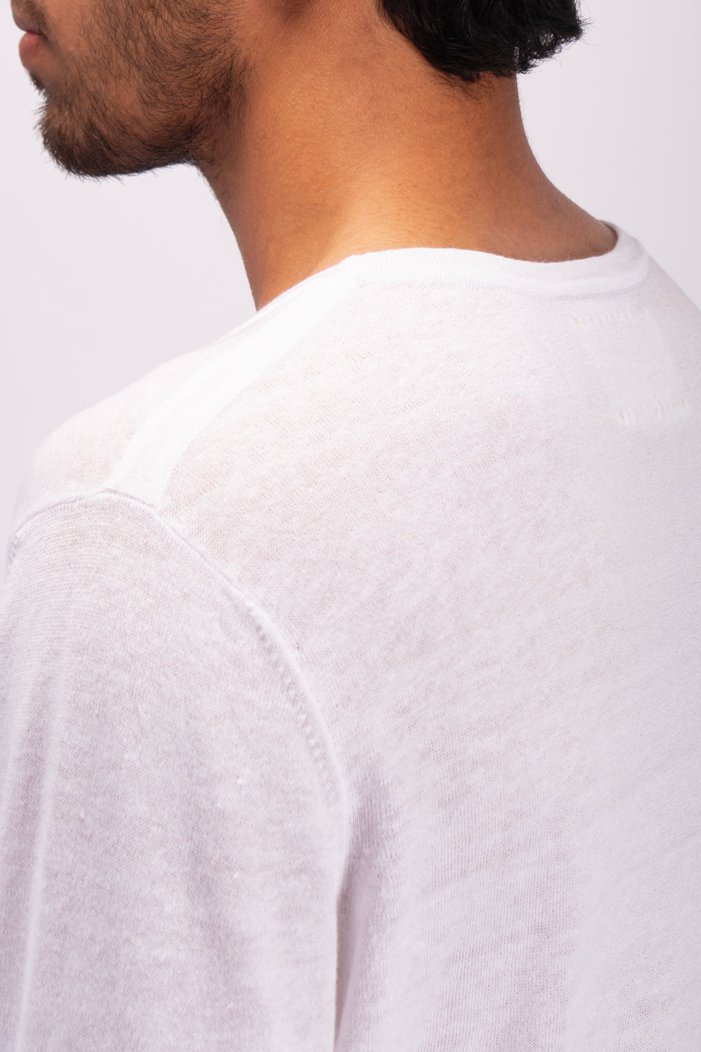 #1327 Long sleeve crewneck top in linen and organic cotton
