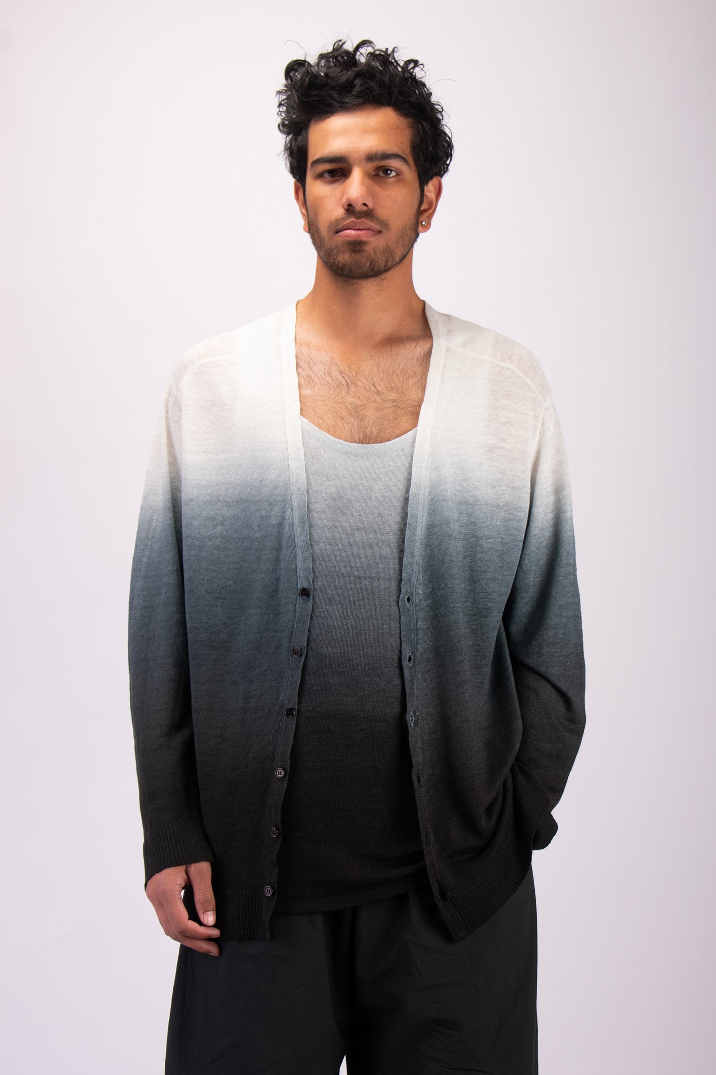 #1329 Oversized v-neck cardigan in linen