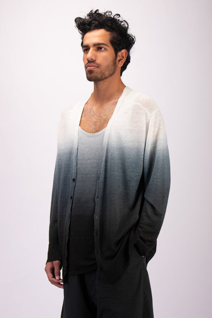 #1329 Oversized v-neck cardigan in linen