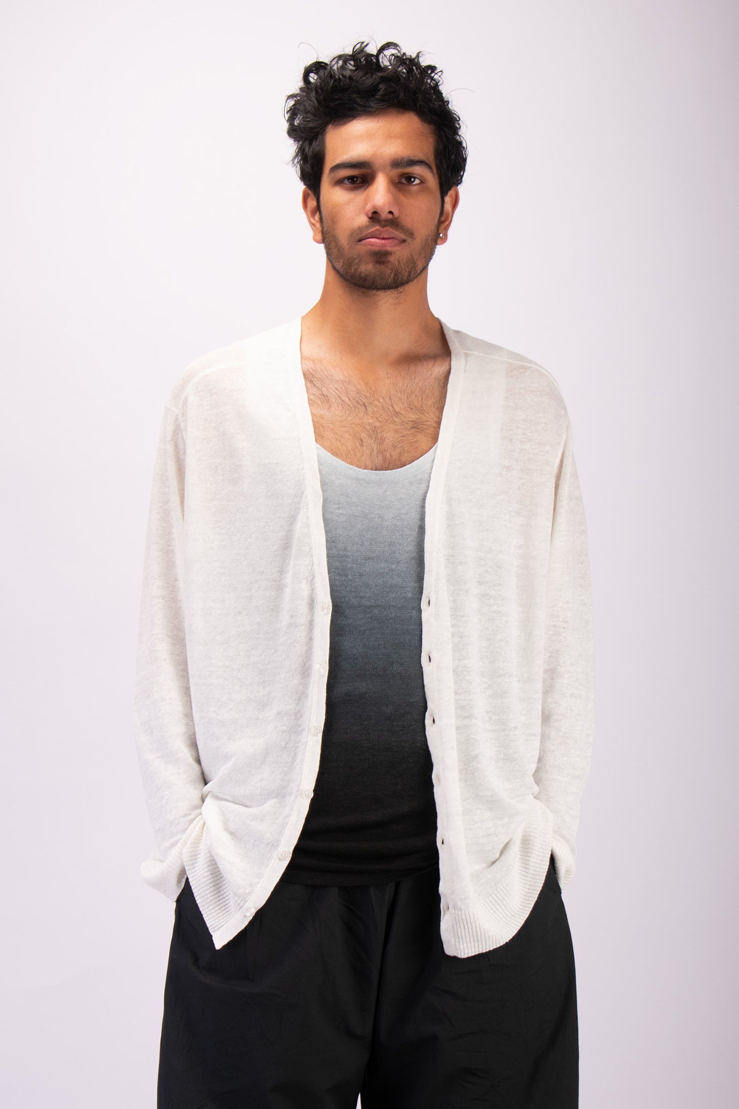 #1329 Oversized v-neck cardigan in linen