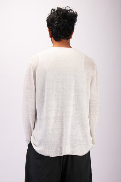 #1329 Oversized v-neck cardigan in linen