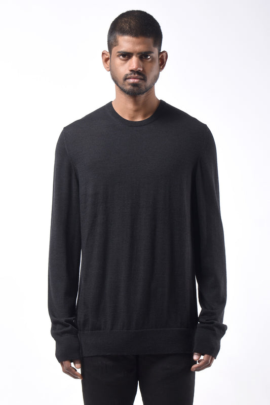 #780 Crewneck Sweater in Superfine Merino- Charcoal — Lars Andersson hand-loomed knitwear
