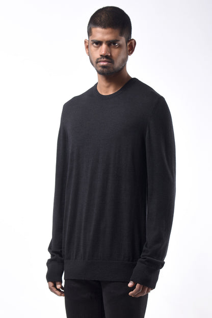 #780 Crewneck Sweater in Superfine Merino- Charcoal — Lars Andersson, view 2
