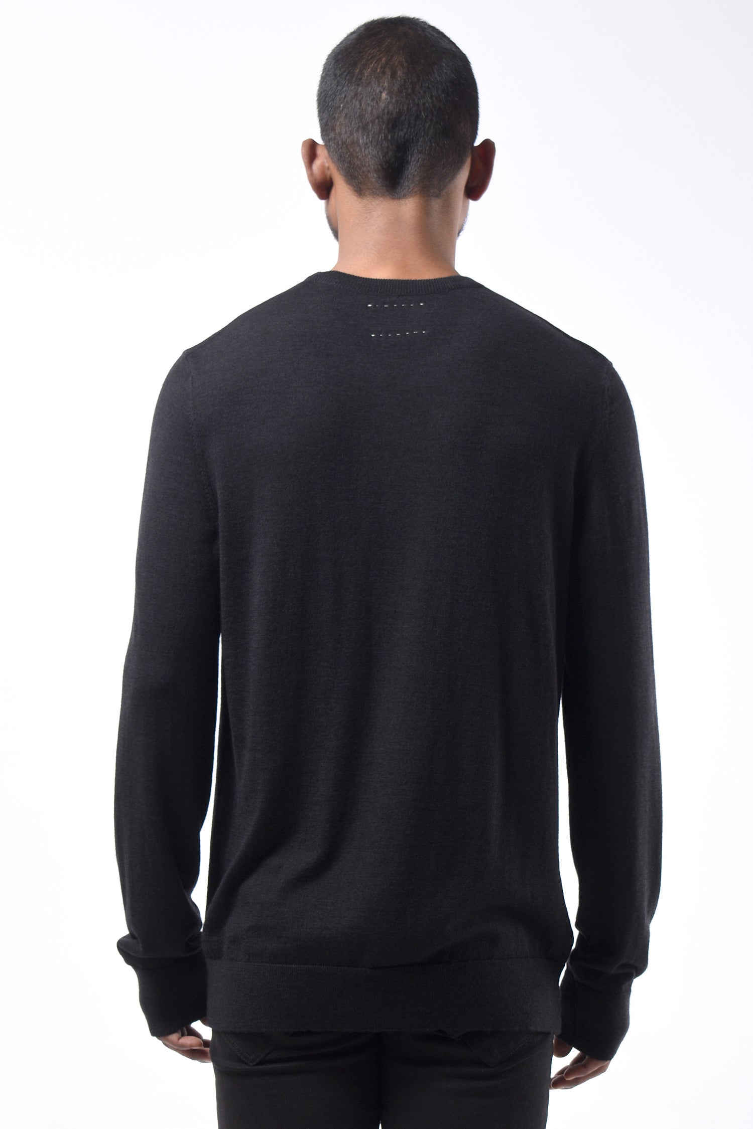#780 Crewneck Sweater in Superfine Merino- Charcoal — Lars Andersson, view 3