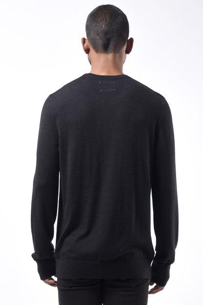 #780 Crewneck Sweater in Superfine Merino- Charcoal — Lars Andersson, view 3