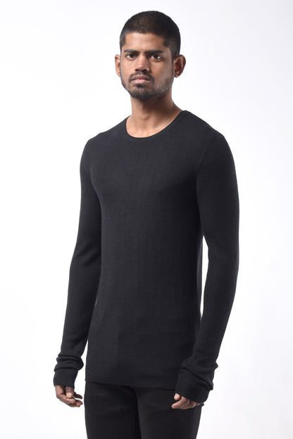 #781 Crewneck in Superfine Merino- Charcoal — Lars Andersson, view 2