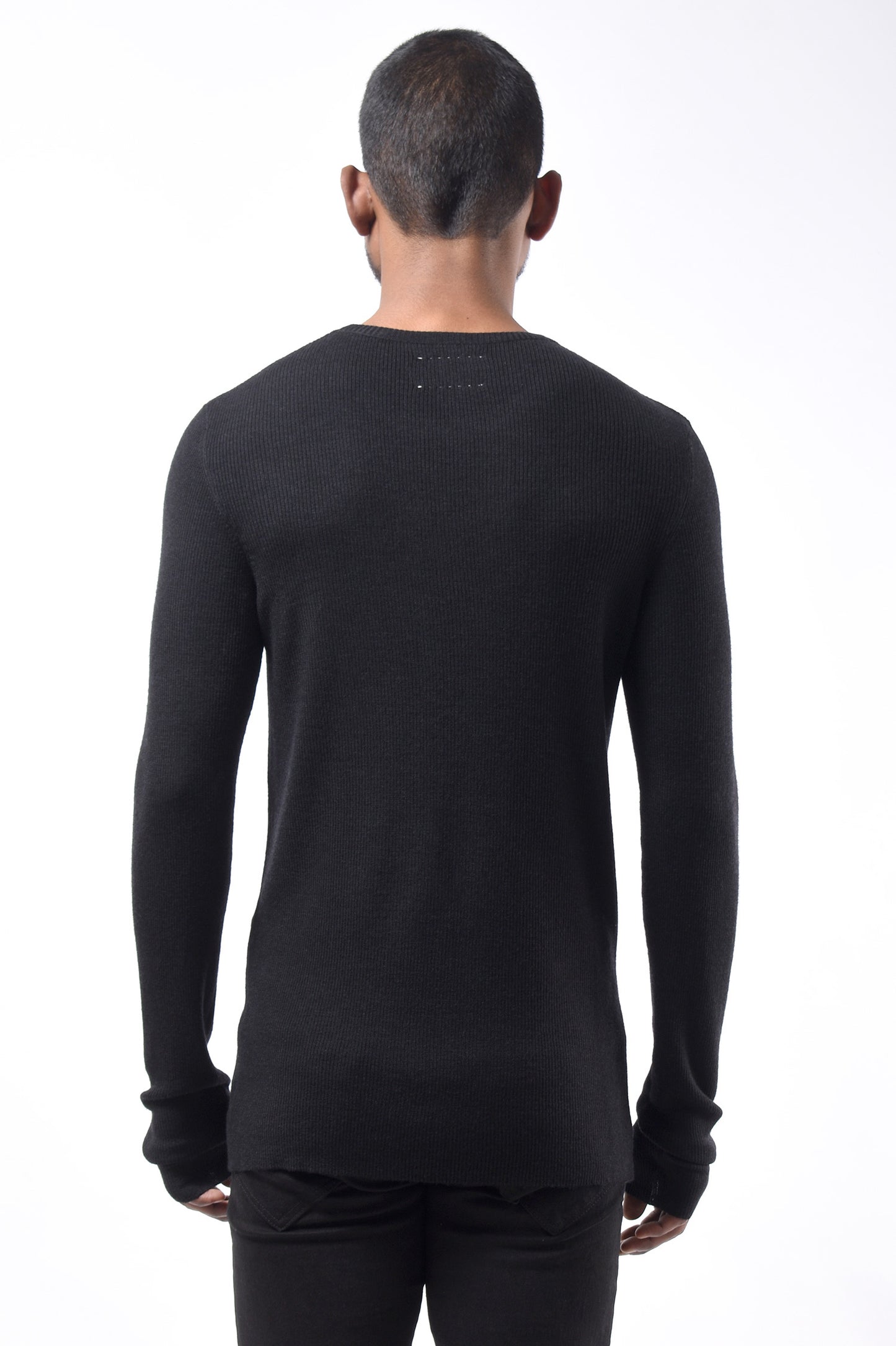 #781 Crewneck in Superfine Merino- Charcoal — Lars Andersson, view 3
