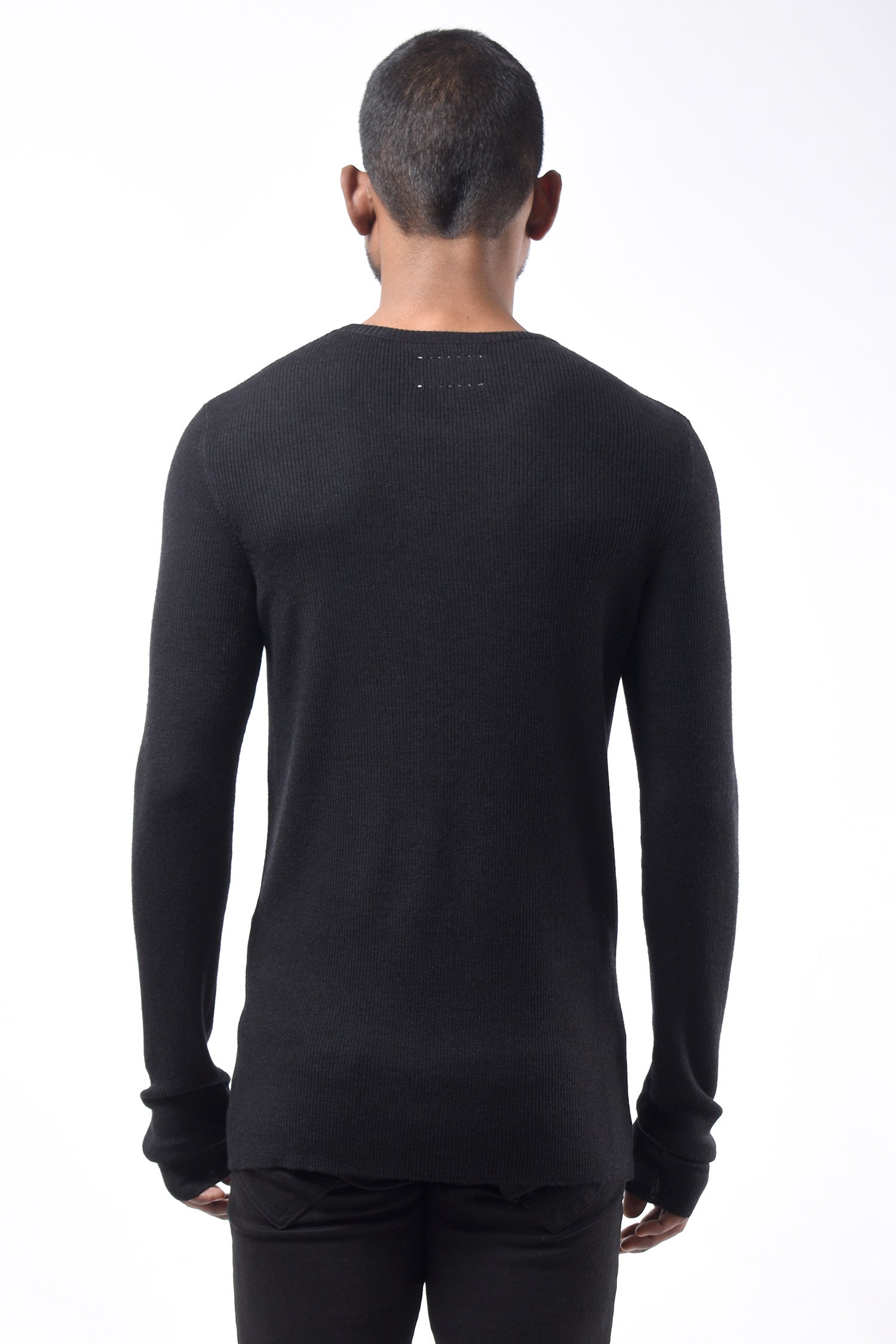 #781 Crewneck in Superfine Merino- Charcoal — Lars Andersson, view 3