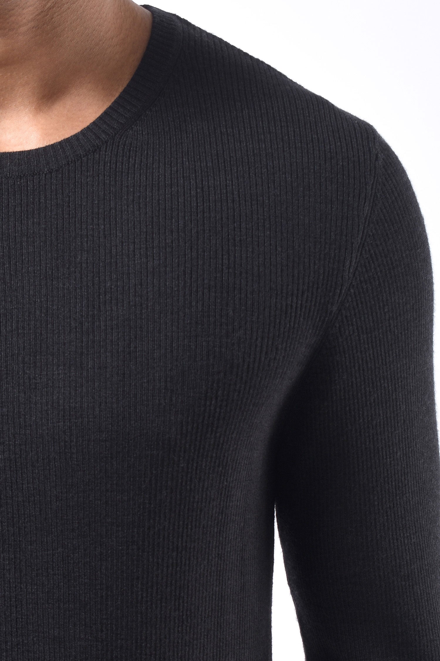 #781 Crewneck in Superfine Merino- Charcoal — Lars Andersson, view 4
