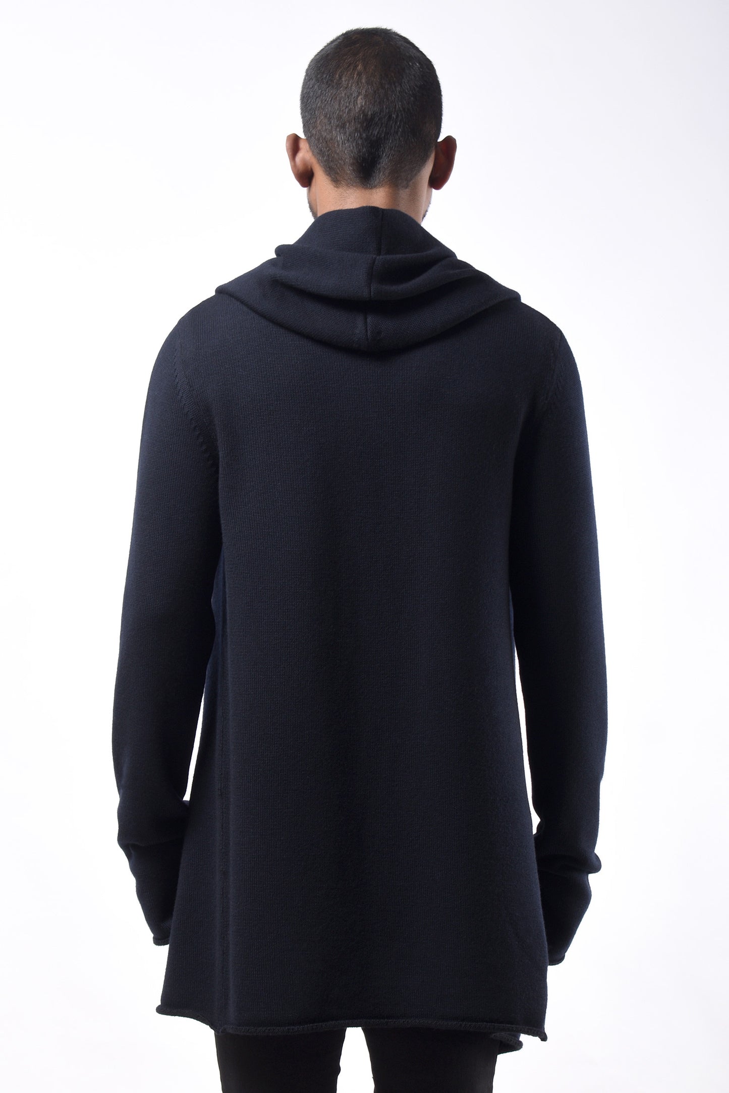 #782 Hooded Wrap Jacket in Superfine Merino- Dark Navy — Lars Andersson, view 3