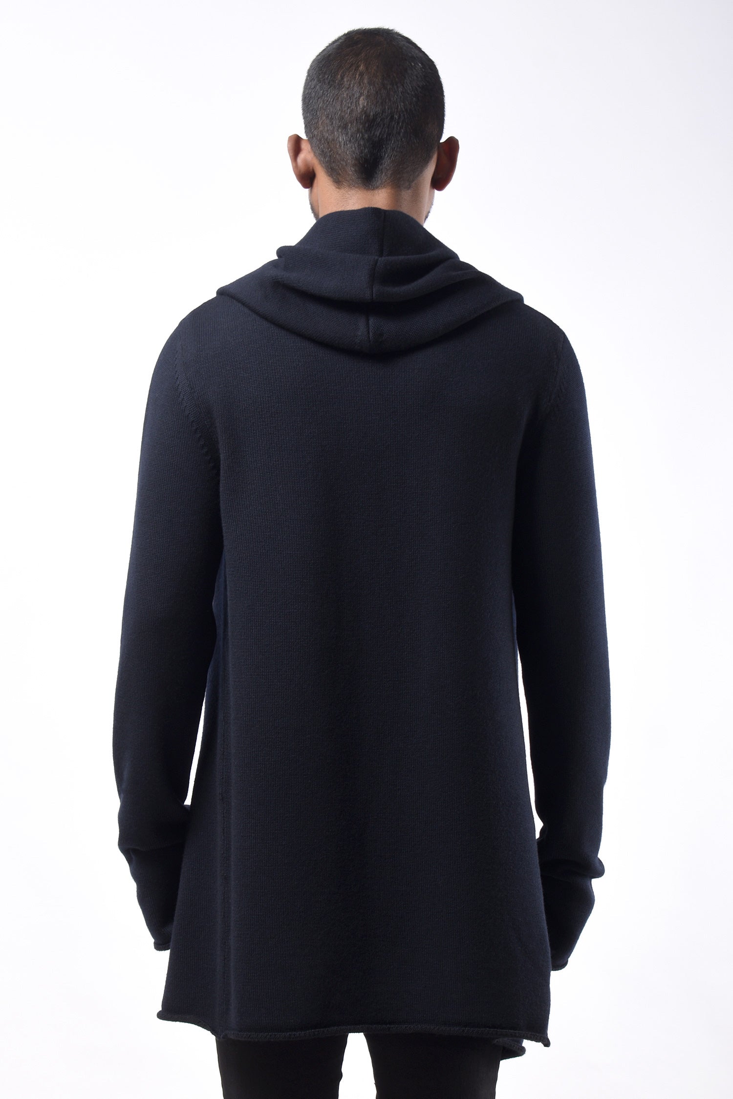 #782 Hooded Wrap Jacket in Superfine Merino- Dark Navy — Lars Andersson, view 3