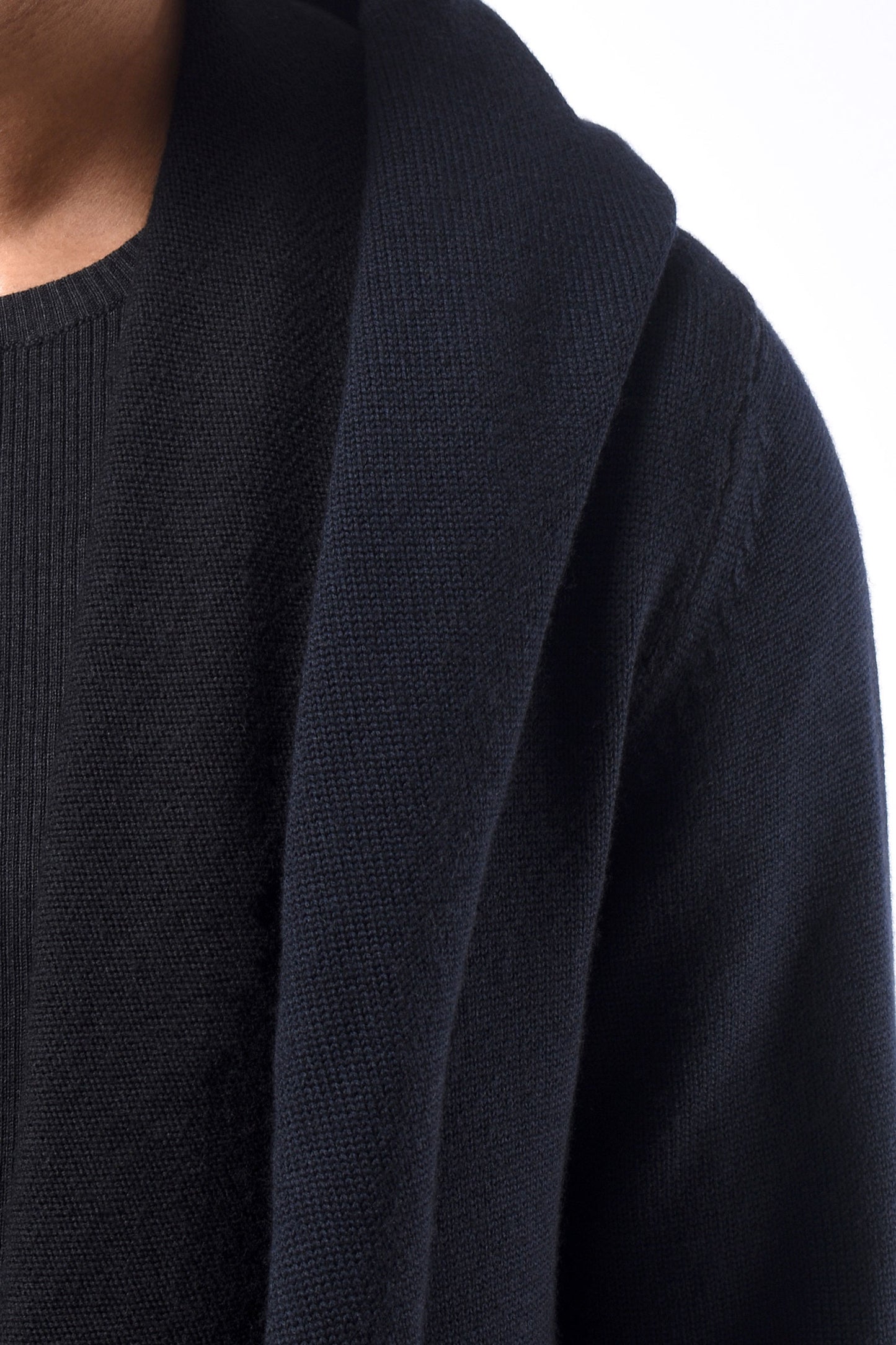 #782 Hooded Wrap Jacket in Superfine Merino- Dark Navy — Lars Andersson, view 4