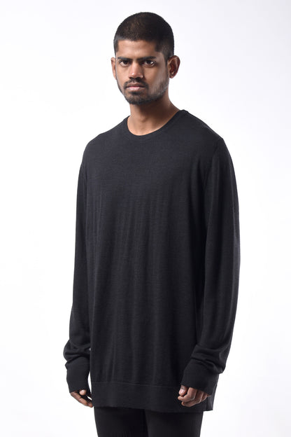 #783 Oversized Crewneck in Superfine Merino- Black — Lars Andersson, view 2