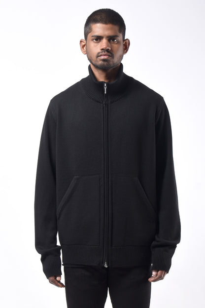 #784 Stand Collar Jacket in Superfine Merino- Charcoal — Lars Andersson hand-loomed knitwear