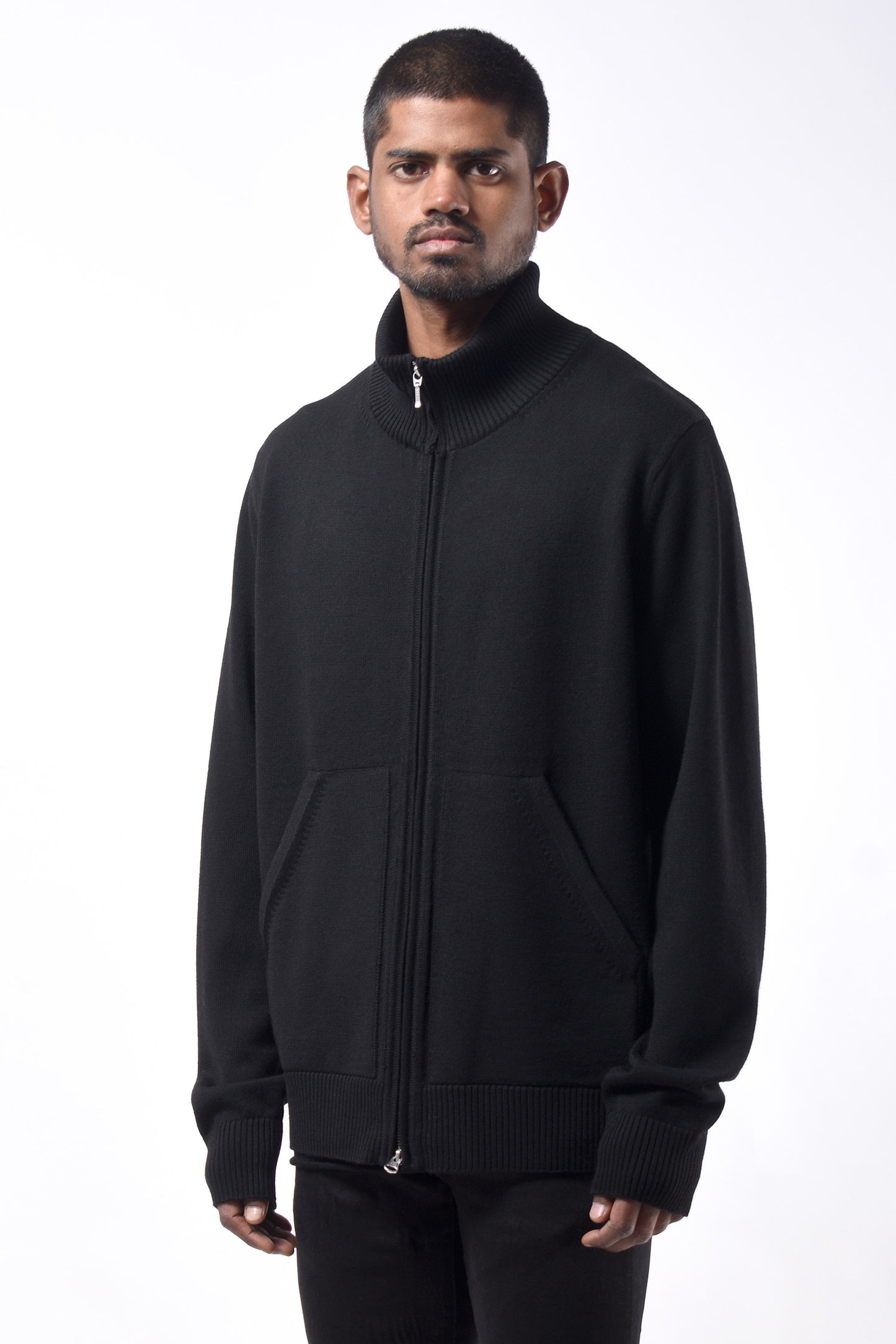 #784 Stand Collar Jacket in Superfine Merino- Charcoal — Lars Andersson, view 2