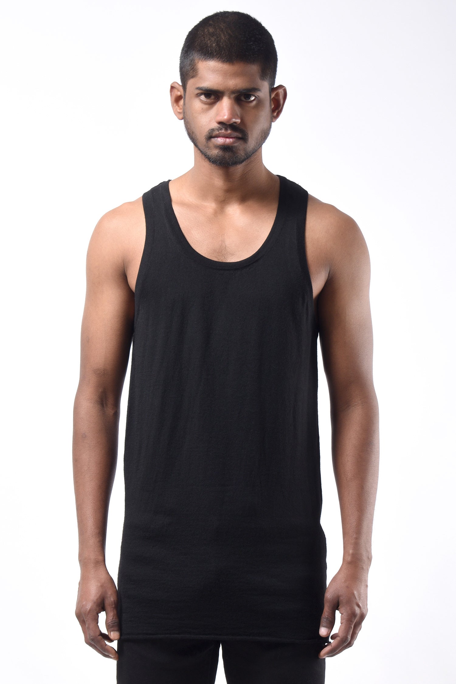 #785 Tank Top in Superfine Merino- Black — Lars Andersson hand-loomed knitwear
