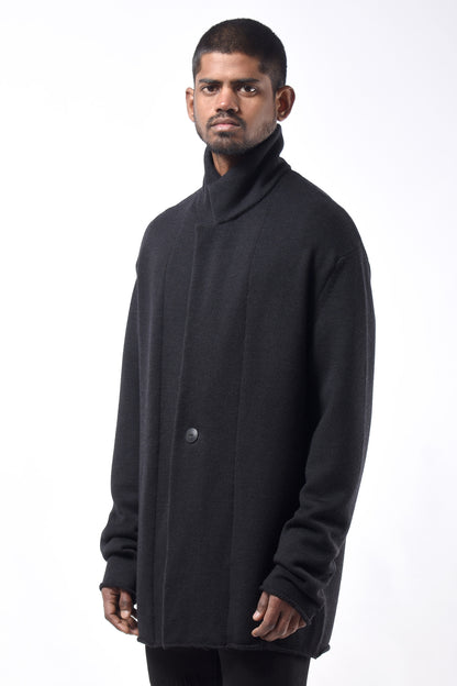 #786 Notch Collar Jacket in Superfine Merino- Charcoal — Lars Andersson, view 2