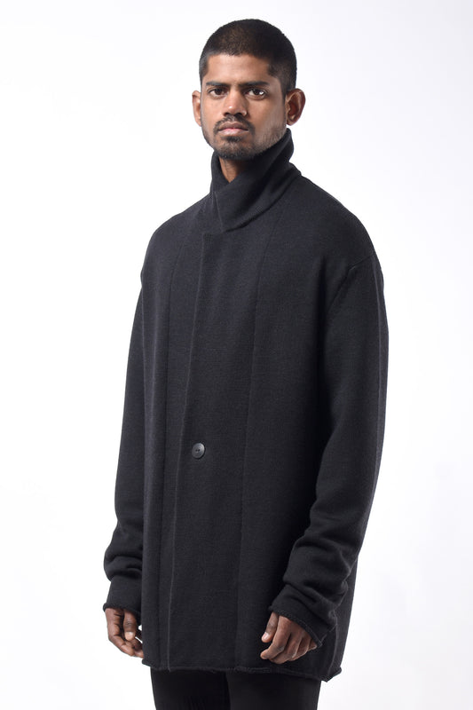 #786 Notch Collar Jacket in Superfine Merino- Charcoal — Lars Andersson, view 2