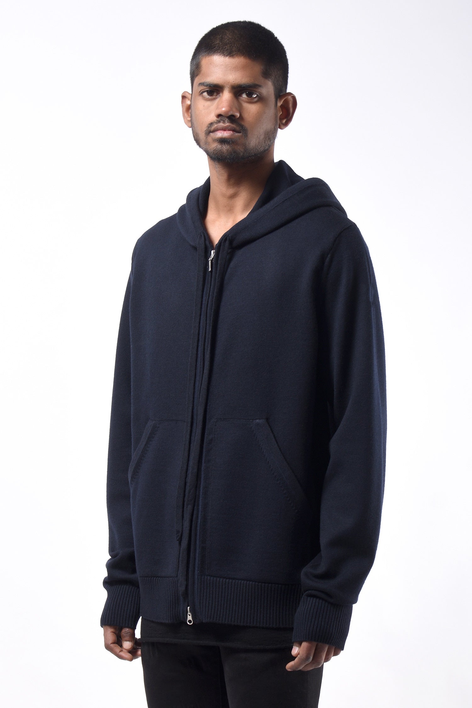 #787 Zip Hoodie in Superfine Merino- Dark Navy — Lars Andersson, view 2