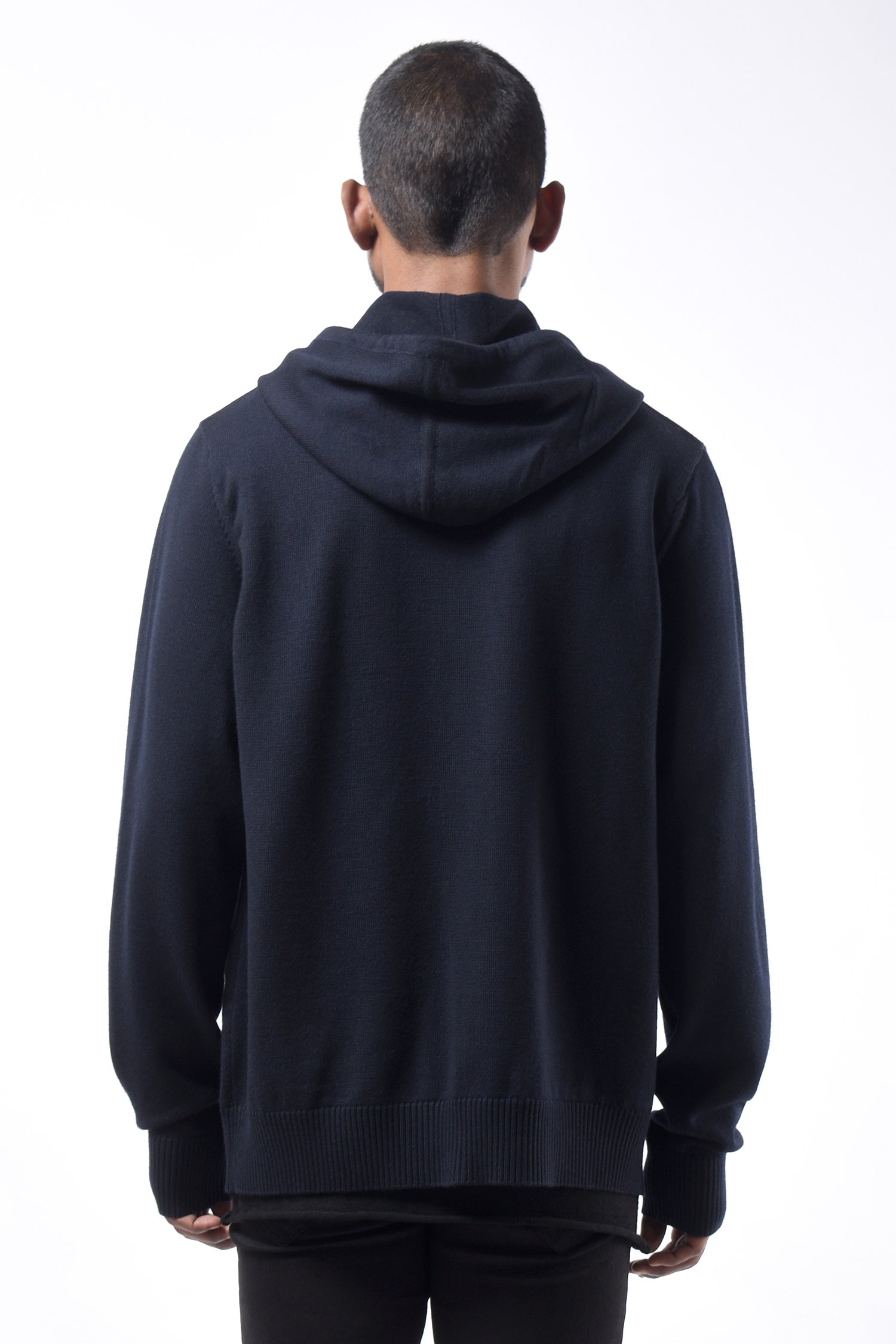 #787 Zip Hoodie in Superfine Merino- Dark Navy — Lars Andersson, view 3