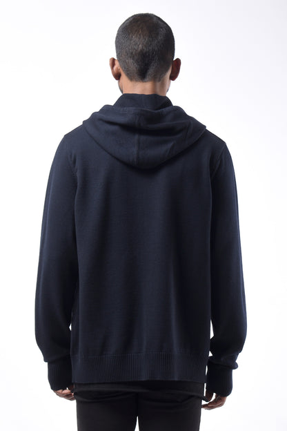 #787 Zip Hoodie in Superfine Merino- Dark Navy — Lars Andersson, view 3