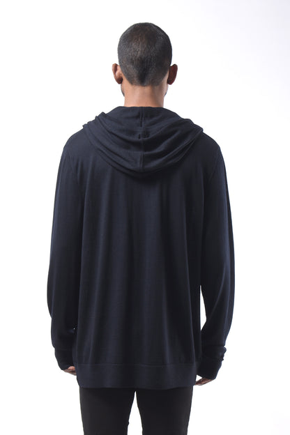 #788 Hooded Sweater in Superfine Merino- Dark Navy — Lars Andersson, view 3